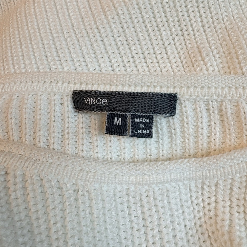 Vince Raglan Suspension Knit Sweater White Size Medium Cotton Pullover Womens - Picture 4 of 6